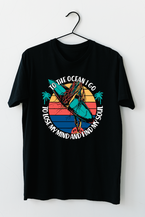 Hipsters Remedy Vintage Surfing Quote T-shirt In Black