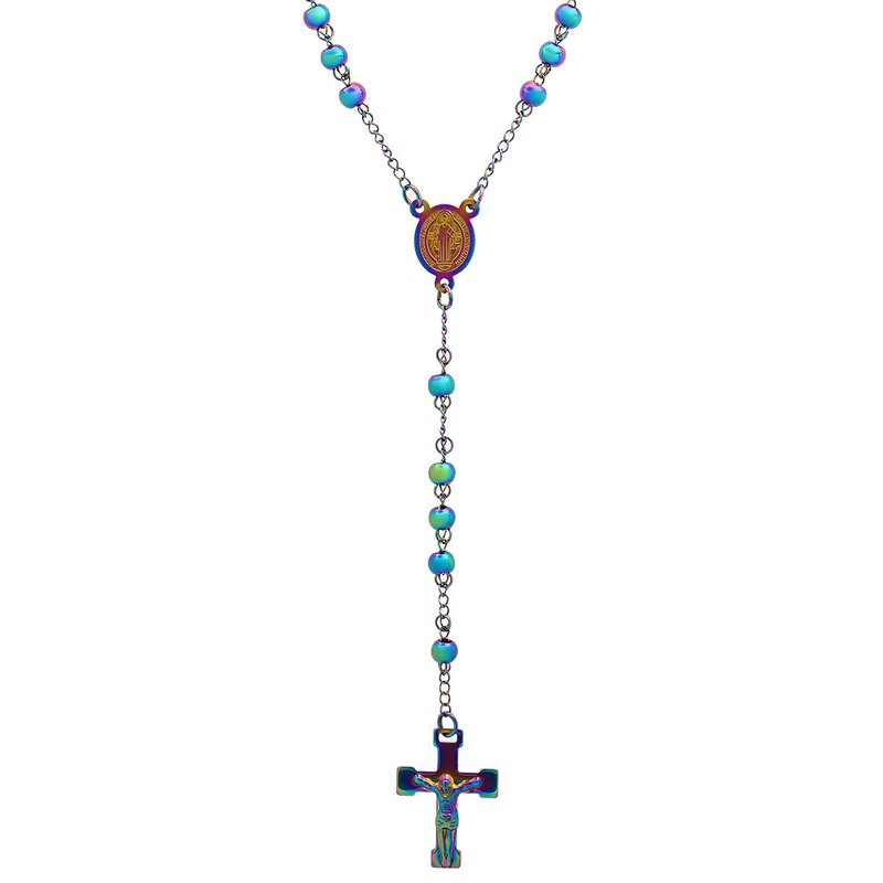 HMY JEWELRY HMY JEWELRY 18K GOLD PLATED BEADED GUADALUPE ROSARY NECKLACE