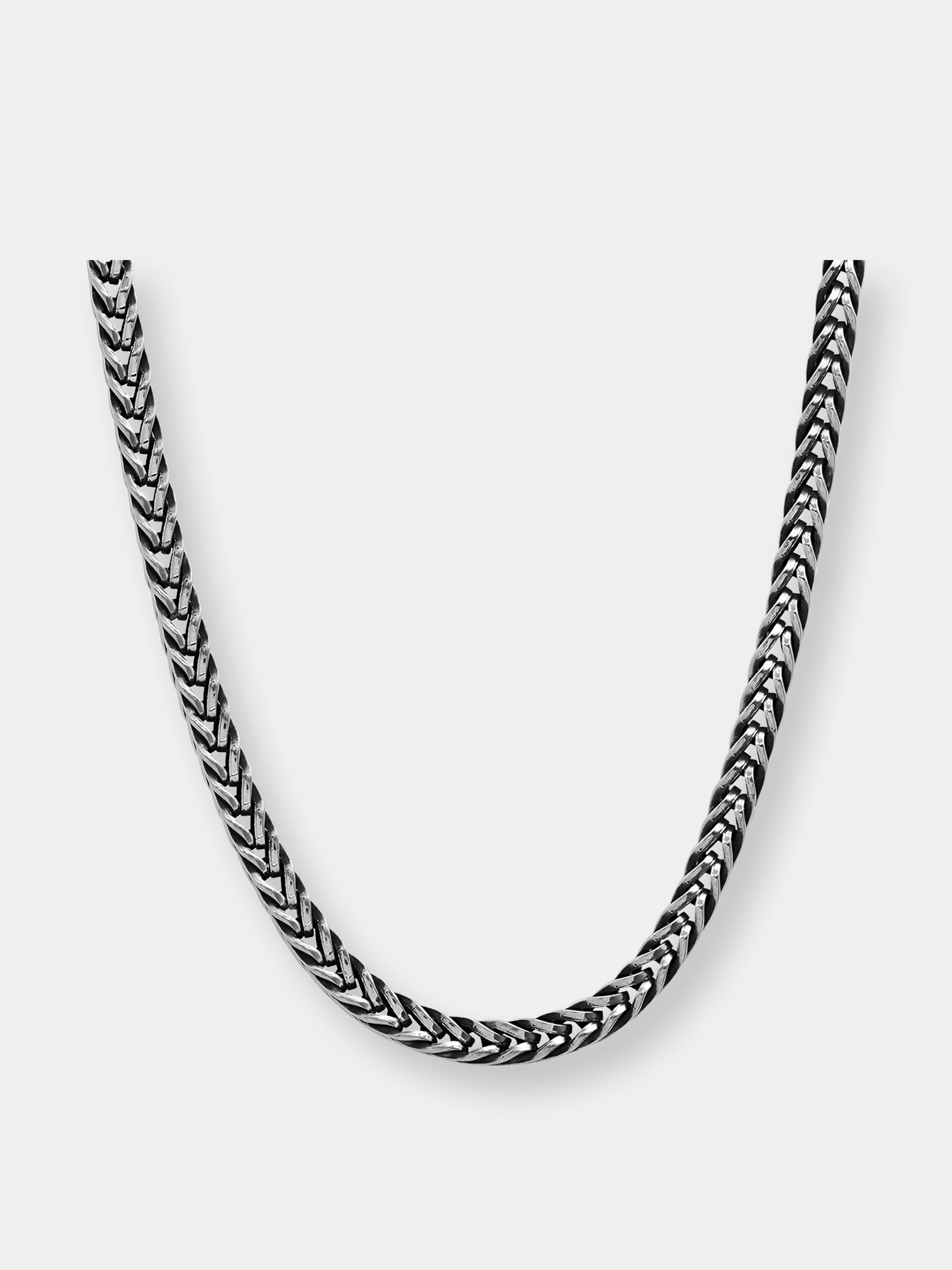 Hmy Jewelry Steeltime Oxidized Wheat Chain Necklace In Grey
