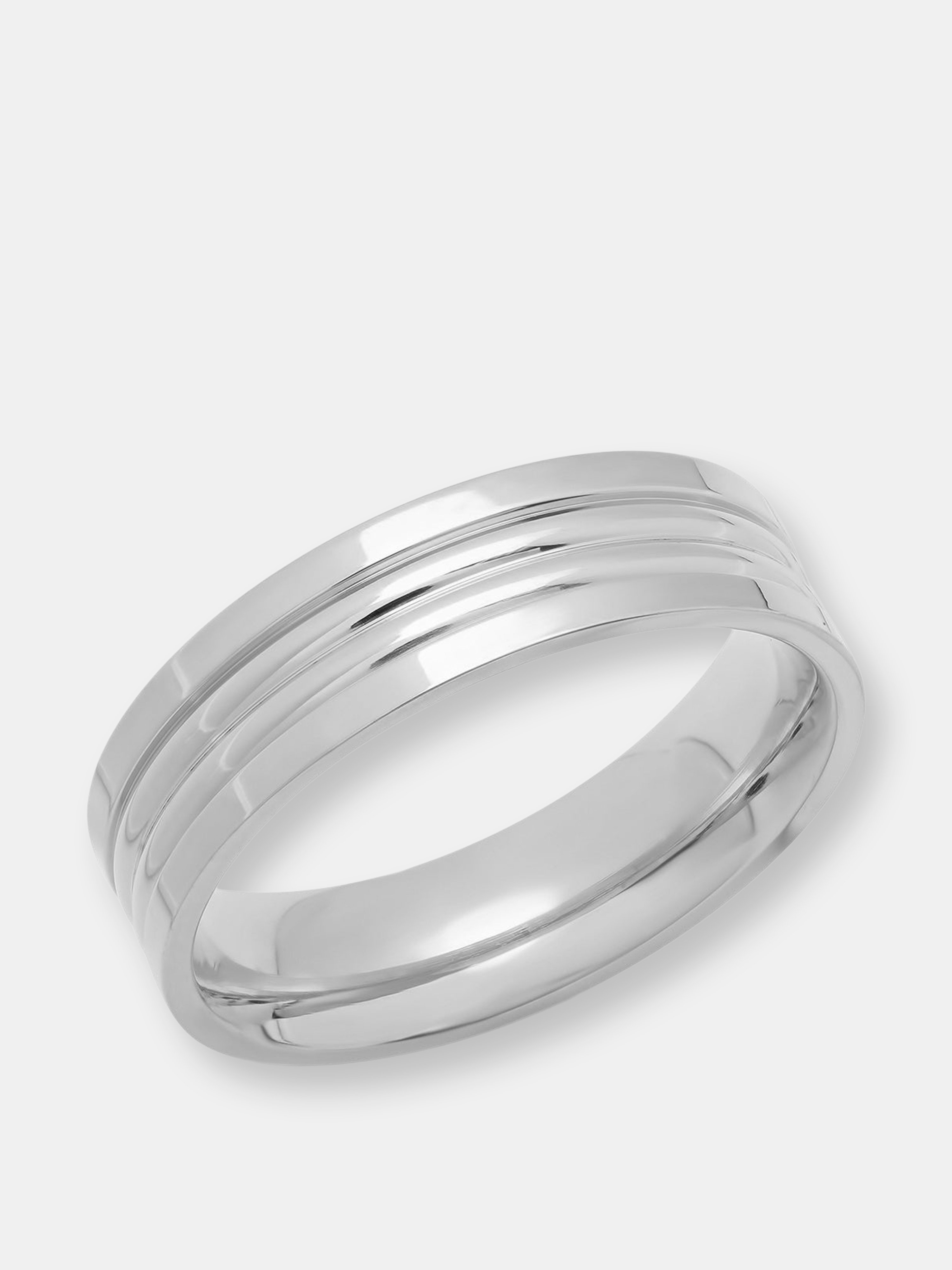 Hmy Jewelry Steeltime Striped Greek Key Ring Band In Black
