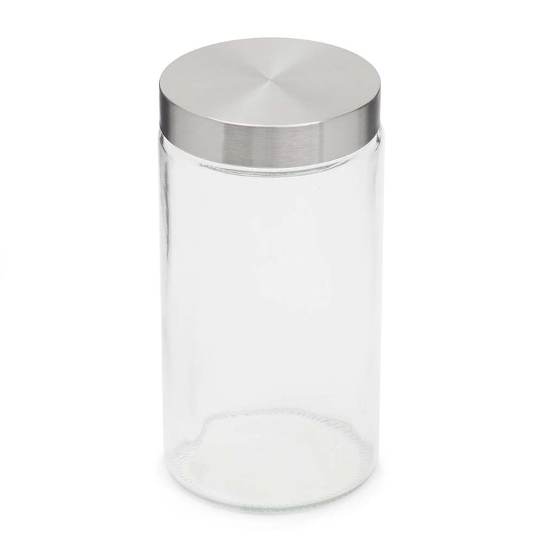 Large 54 oz. Round Glass Canister With Air-Tight Stainless Steel Twist Top Lid - Clear