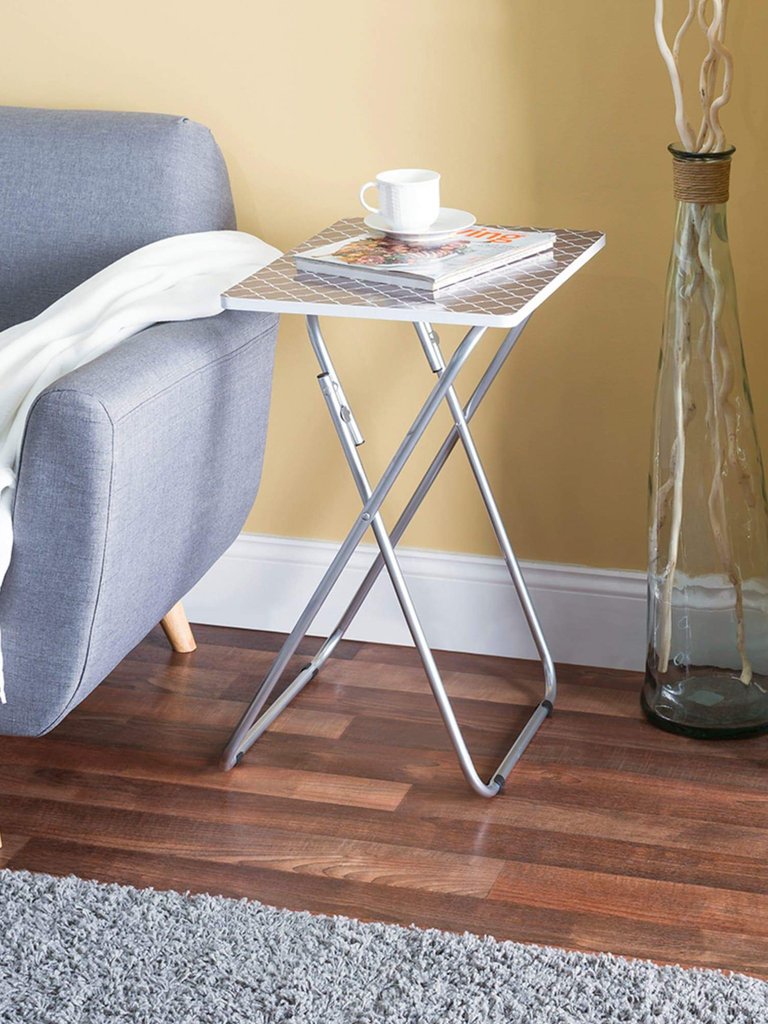 Lattice Multi-Purpose Foldable Table, Grey/White