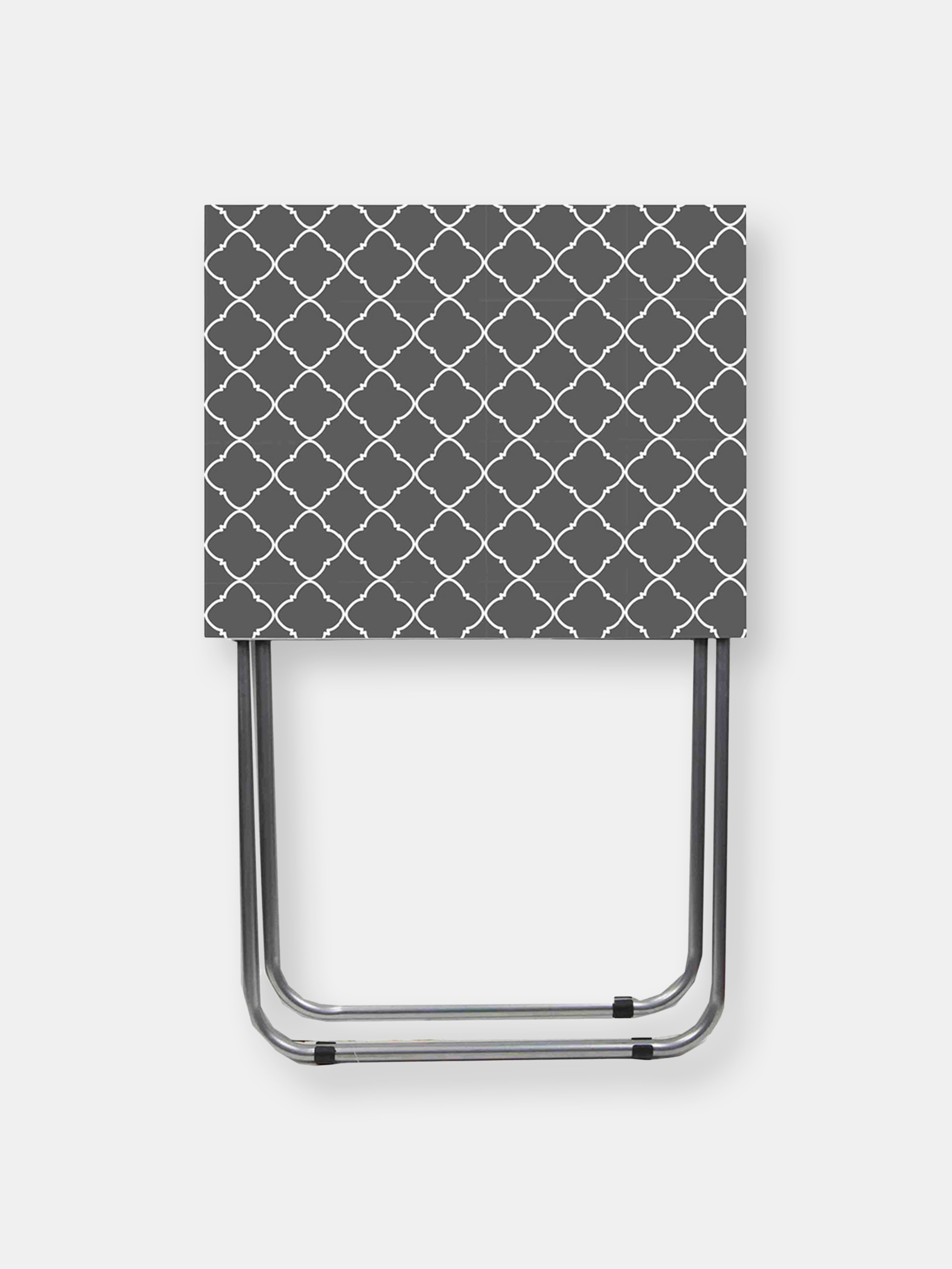 Home Basics Lattice Grey and White Multi-Purpose Foldable Table 