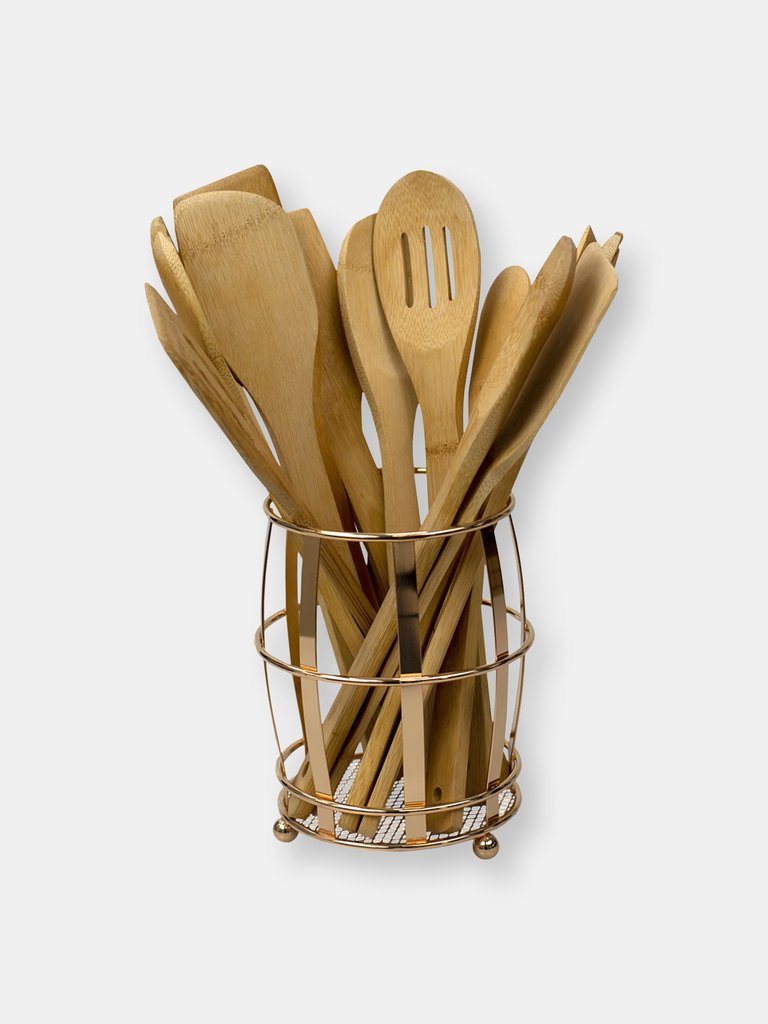 Lyon Cutlery Holder with Mesh Bottom and Non-Skid Feet - Rose Gold