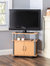 Rolling Wood TV Stand with Cabinet, Natural