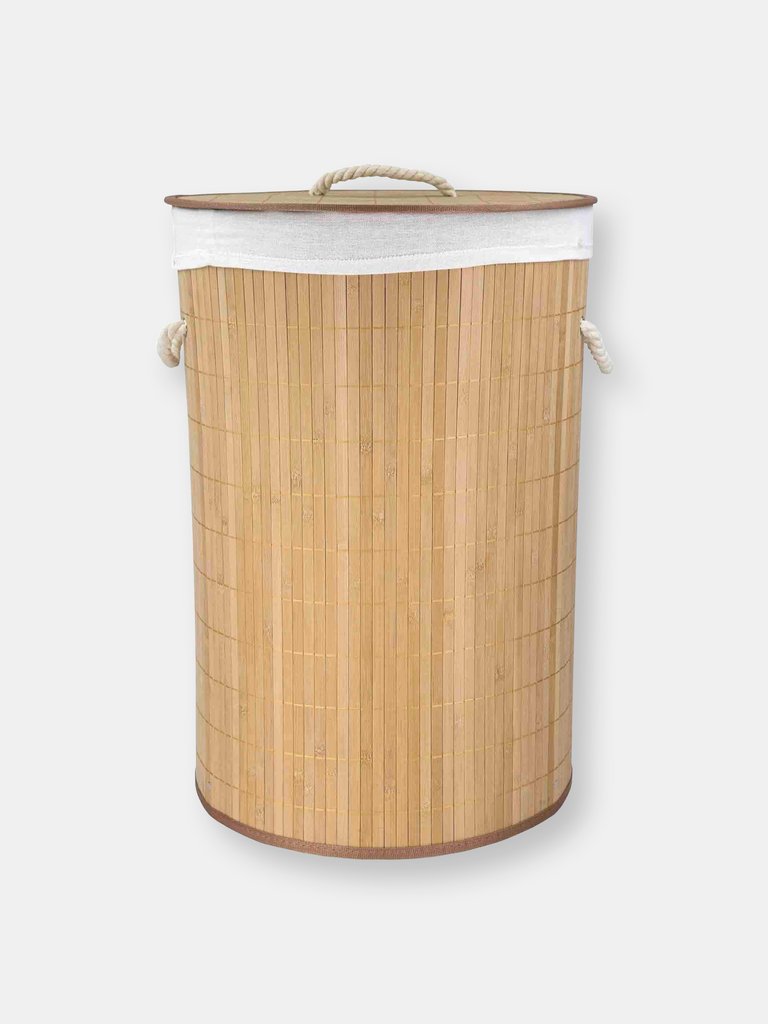 Round Foldable Bamboo Hamper, Natural