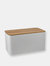 Tin Bread Box  with Bamboo Top, White