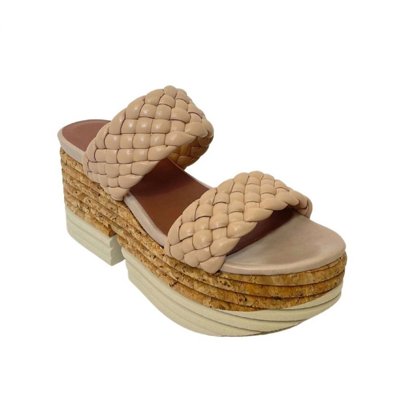 Homers Woven Leather Platform Sandal In Brown