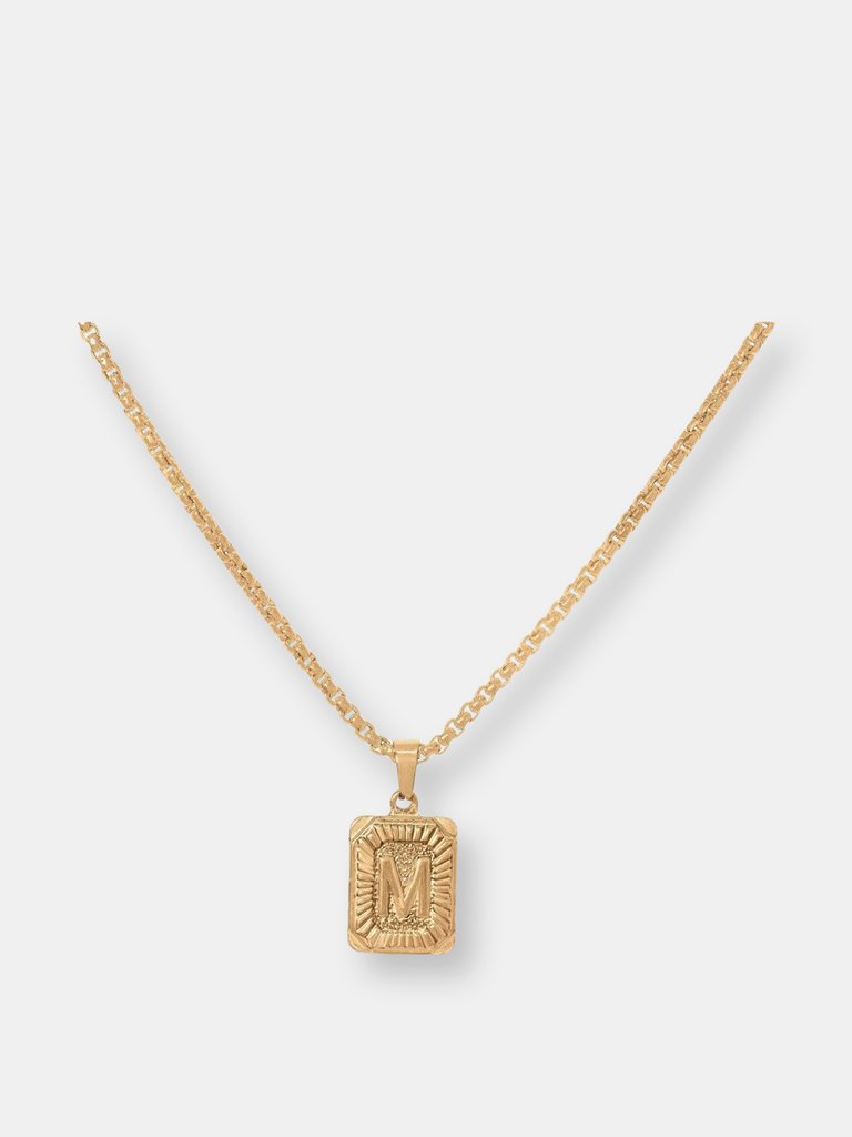 Two Way Initial Tag Necklace - Gold