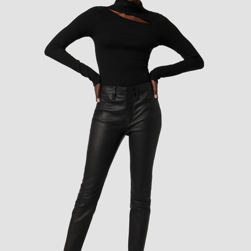 Hudson Barbara High-rise Super Skinny Ankle Leather Pant In Black