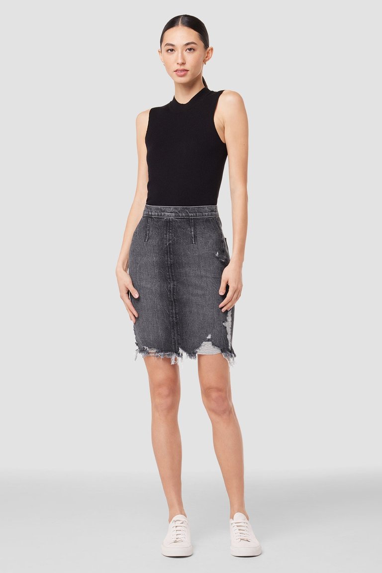 Clean Front Pencil Skirt - Destructed Washed