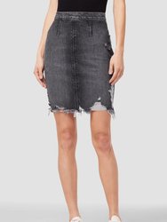 Clean Front Pencil Skirt - Destructed Washed