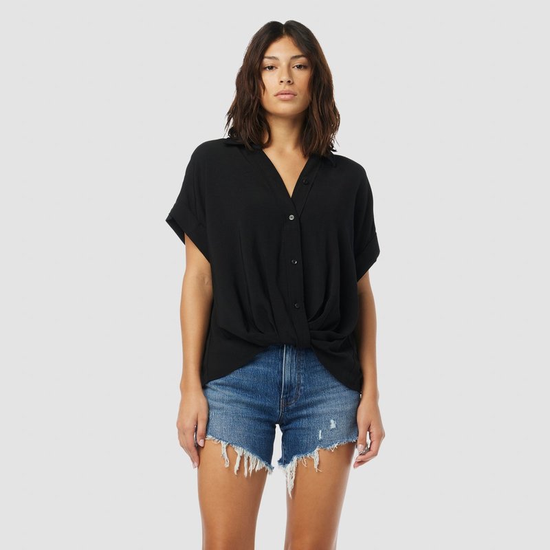 Shop Hudson Knotted Button Down Shirt In Black