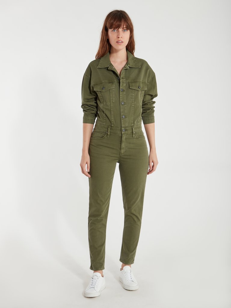 Long Sleeve Fitted Jumpsuit - Washed Troop