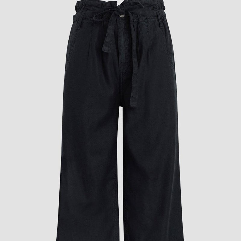 Hudson Jeans Paper Bag Wide Leg Cropped Trouser In Black Beauty