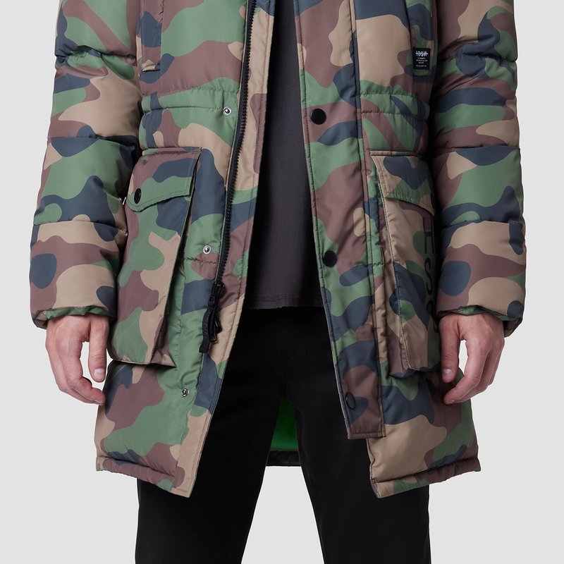 Hudson Quilted Hooded Storm Parka In Green