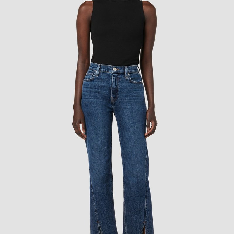 Hudson Remi High-rise Straight Ankle Forward Seam Petite Jean With Slit Hem In Blue