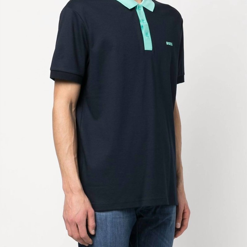 Shop Hugo Boss Cotton Polo Short Sleeve T-shirt In Blue