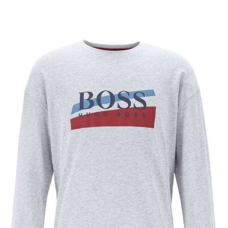 Shop Hugo Boss Men Loungewear Rubberized Logo 100% Cotton Authentic Sweatshirt In Grey