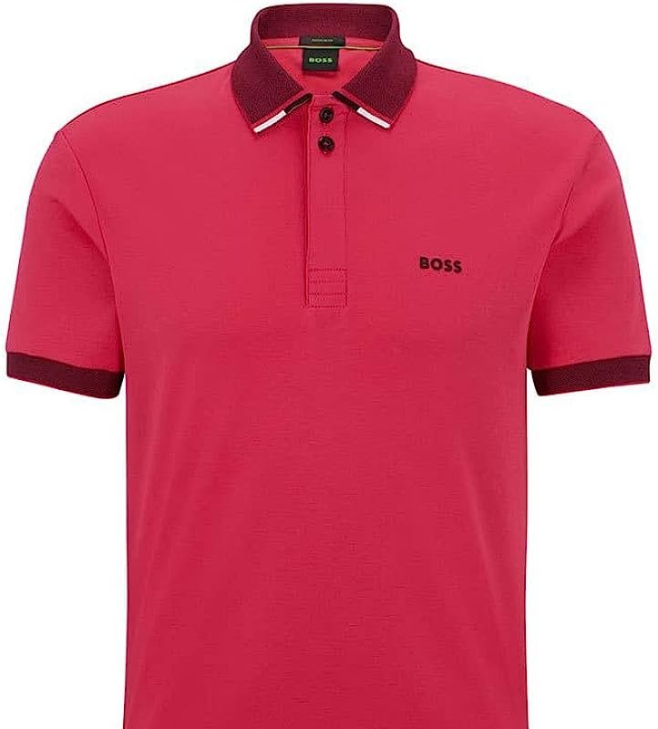 Shop Hugo Boss Men's Bright Pink Paddy 1 Ncsa Short Sleeve Polo T-shirt