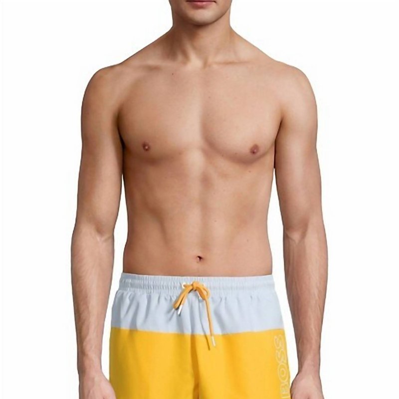 Shop Hugo Boss Men's Coco Swim Shorts In Yellow