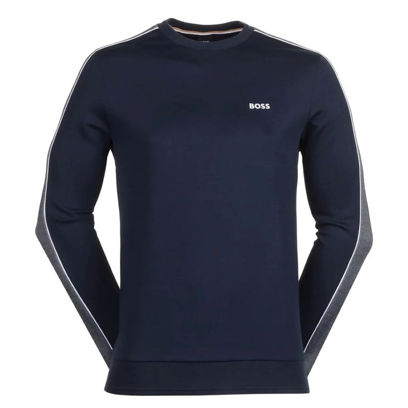 Shop Hugo Boss Men's Embroidered Logo Cotton Blend Sweatshirt In Blue