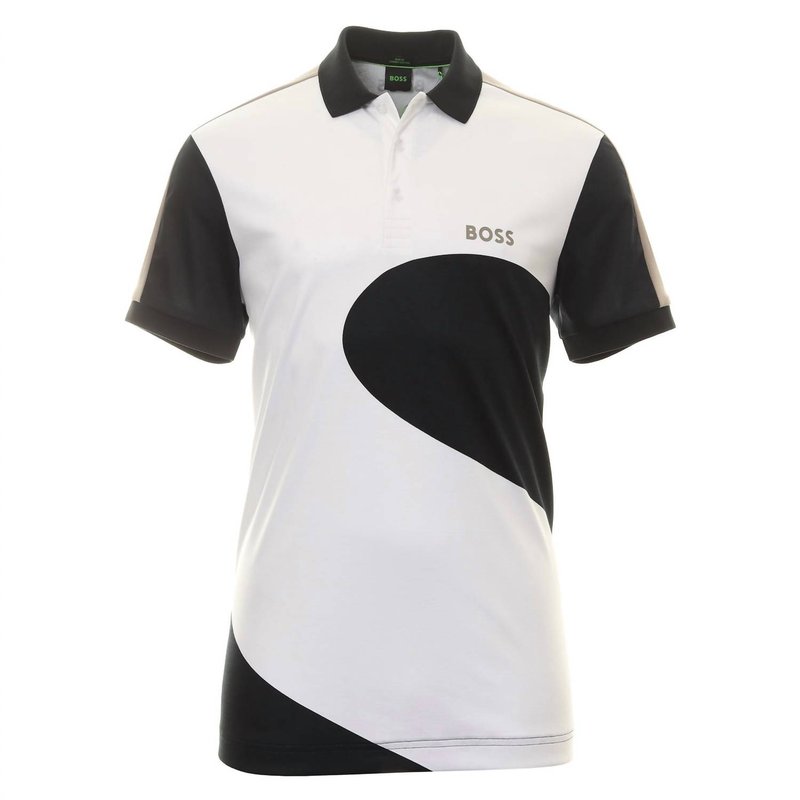Shop Hugo Boss Men's Paddy 8 Geometric Print Short Sleeve Polo In White