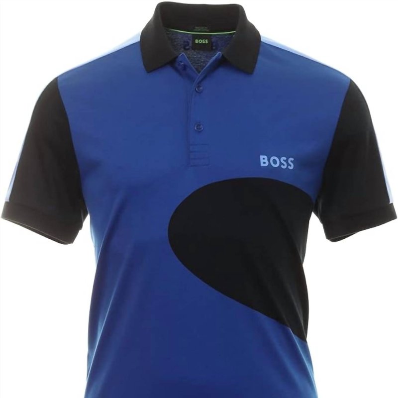Shop Hugo Boss Men's Paddy 8 Geometric Print Short Sleeve Polo In Blue