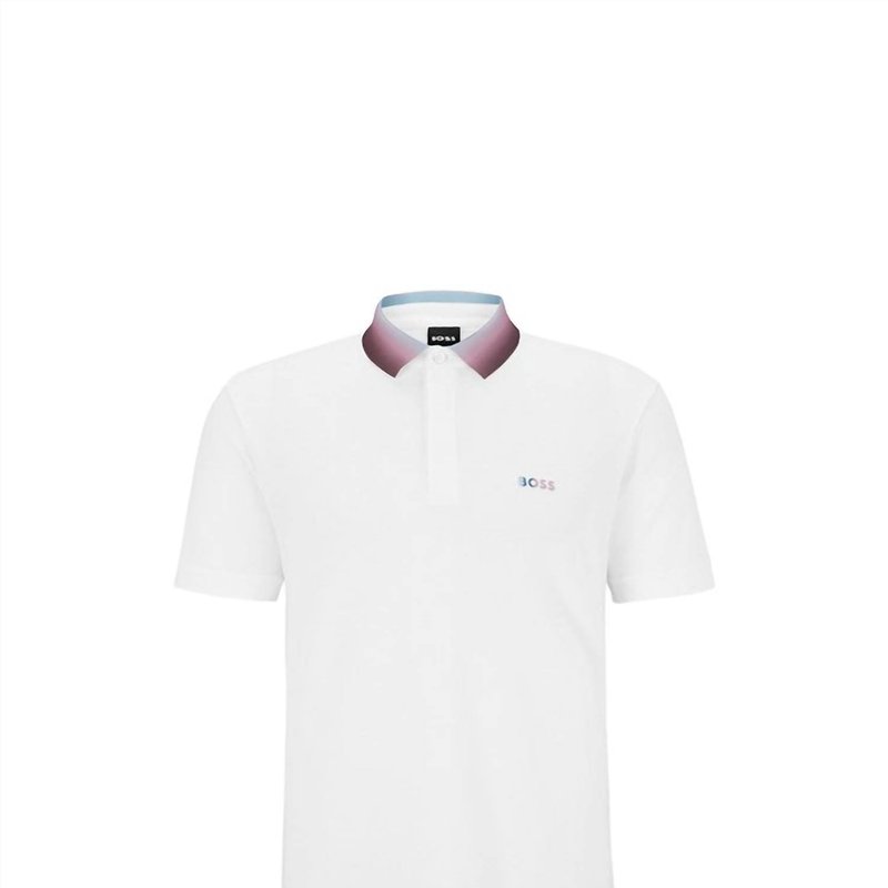 Shop Hugo Boss Men's Prout 36 Pique Stretch Cotton Short Sleeve Polo In White