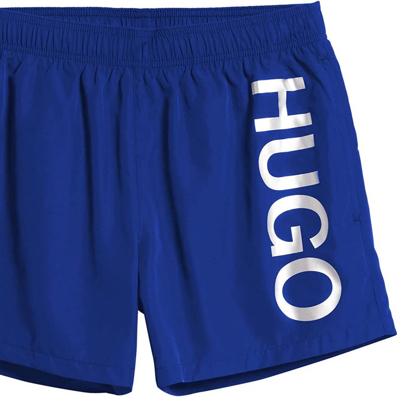 Shop Hugo Boss Men's Royal Blue Abas Silver Logo Swim Shorts
