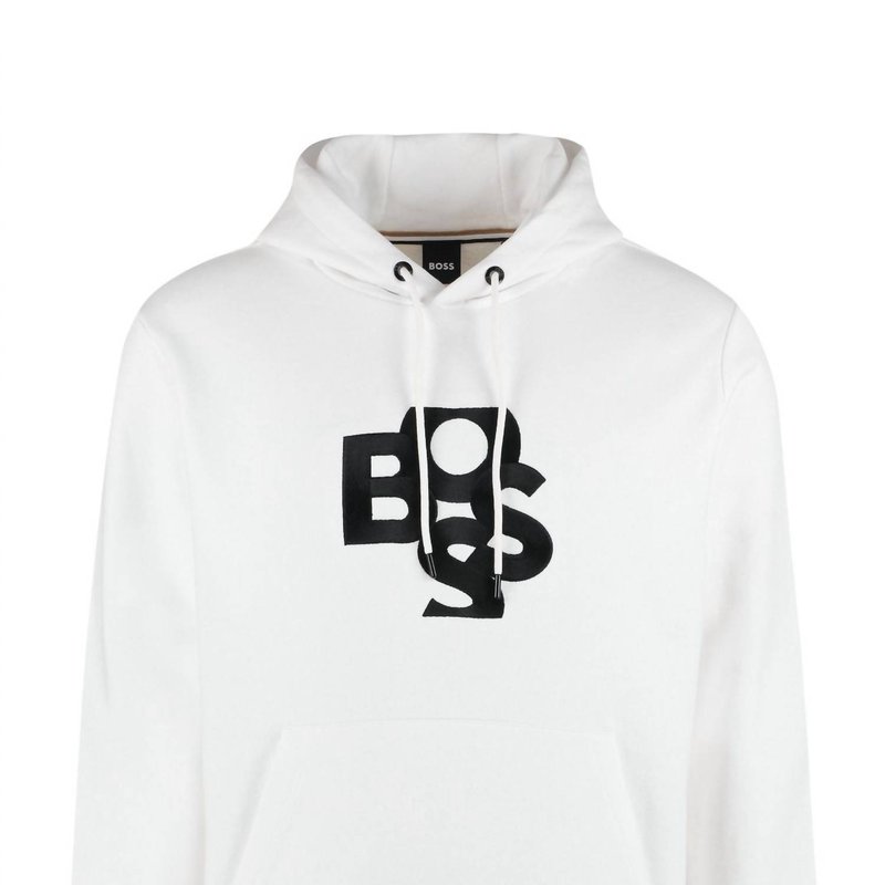 Shop Hugo Boss Men's Seeger 105 Logo Hoodie Sweatshirt In White