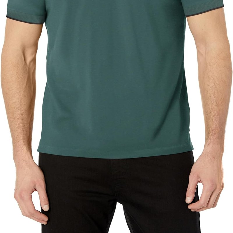 Hugo Boss Men's Solid Green Square Logo Cotton Short Sleeve Polo T-shirt