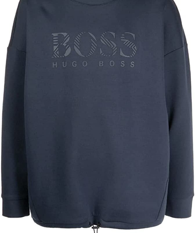 Shop Hugo Boss Men's Soody Iconic Rubberized Tonal Logo Blue Hoody Sweatshirt