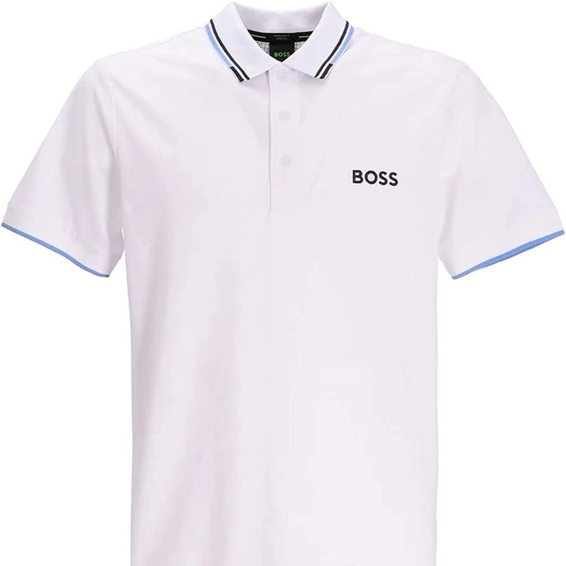Shop Hugo Boss Men's Sporty Regular Fit Cotton Polo Shirt In White