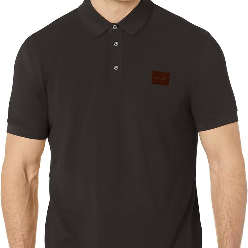Shop Hugo Boss Men's Square Logo Cotton Polo Shirt In Black