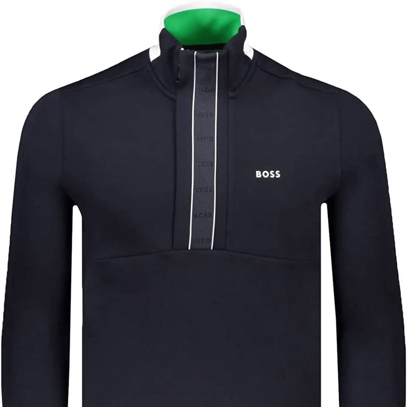 Shop Hugo Boss Men's Sweat 1 Half Zip Sweatshirt In Blue