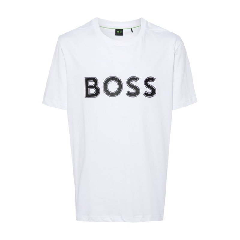 Shop Hugo Boss Men's Tee 1 Logo Short Sleeve Crew Neck T-shirt In White