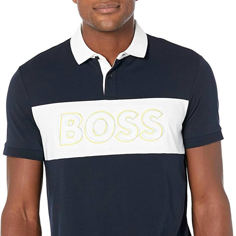 Shop Hugo Boss Pavel Short Sleeve Logo Polo In Blue