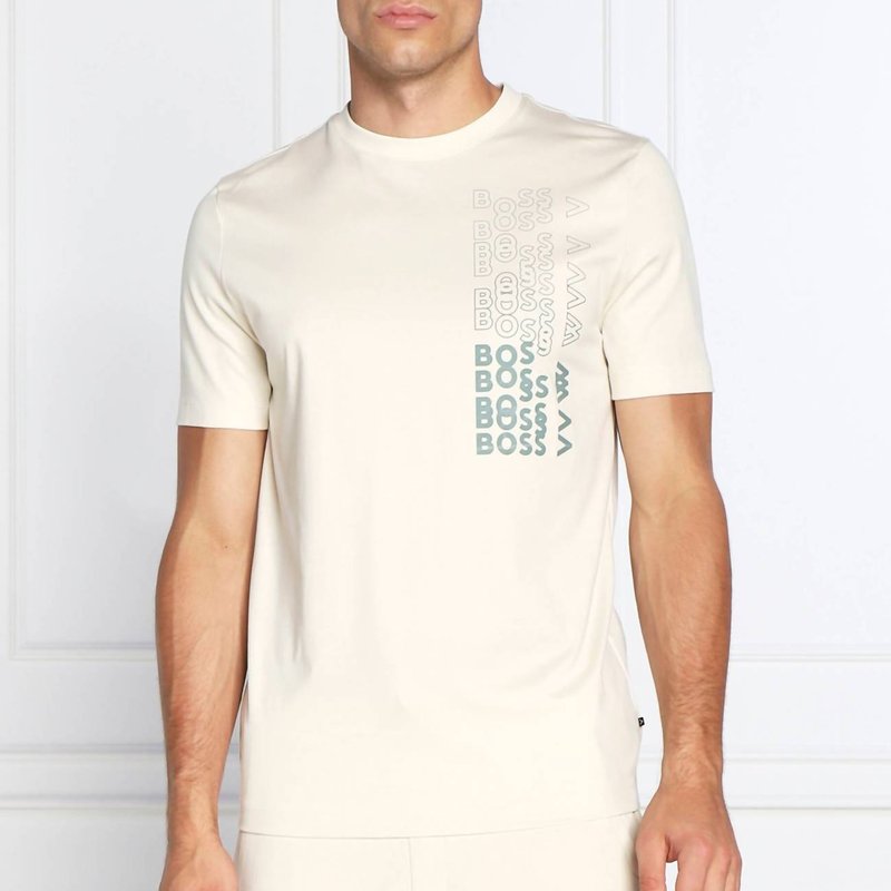 Shop Hugo Boss Tiburt 311 Short Sleeve Logo Crew Neck T-shirt In Brown