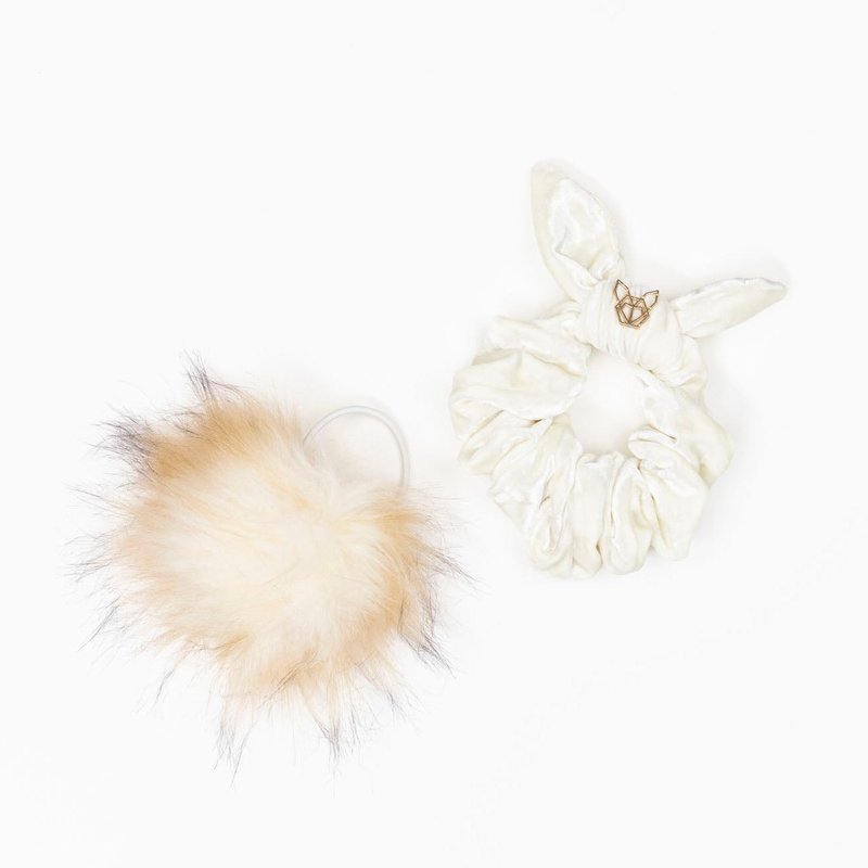 Hunny Bunny Collection Girls Mini Velvet Scrunchie In White