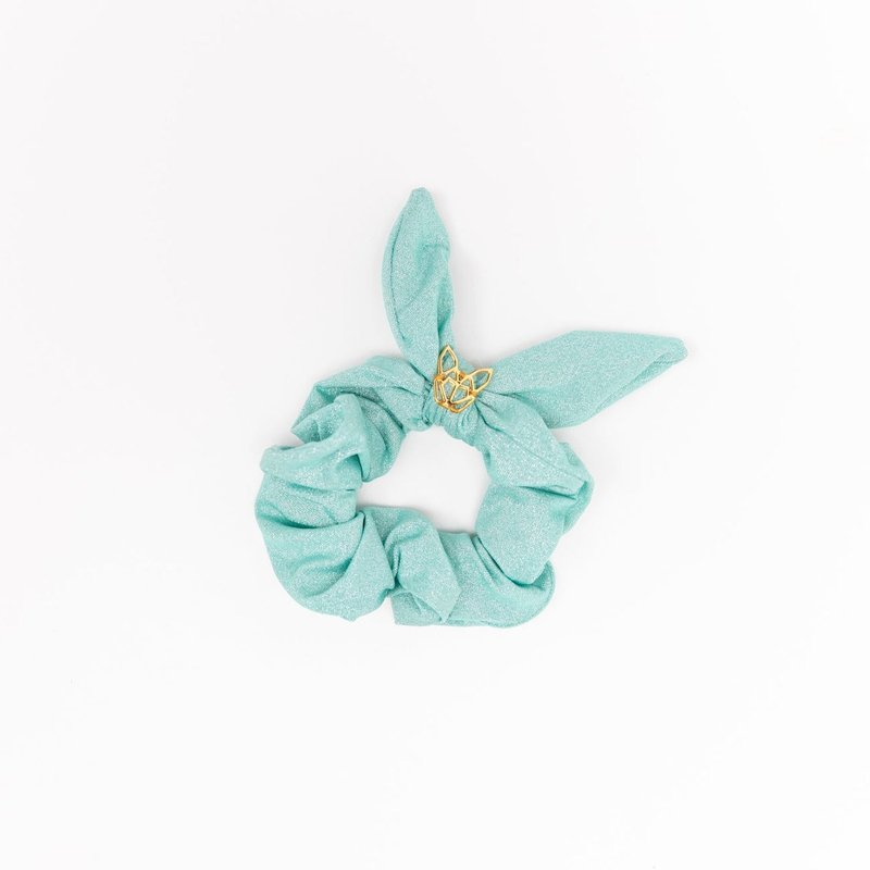 Hunny Bunny Collection Mini Girl's Poolside Scrunchie In Aqua Shimmer In Blue