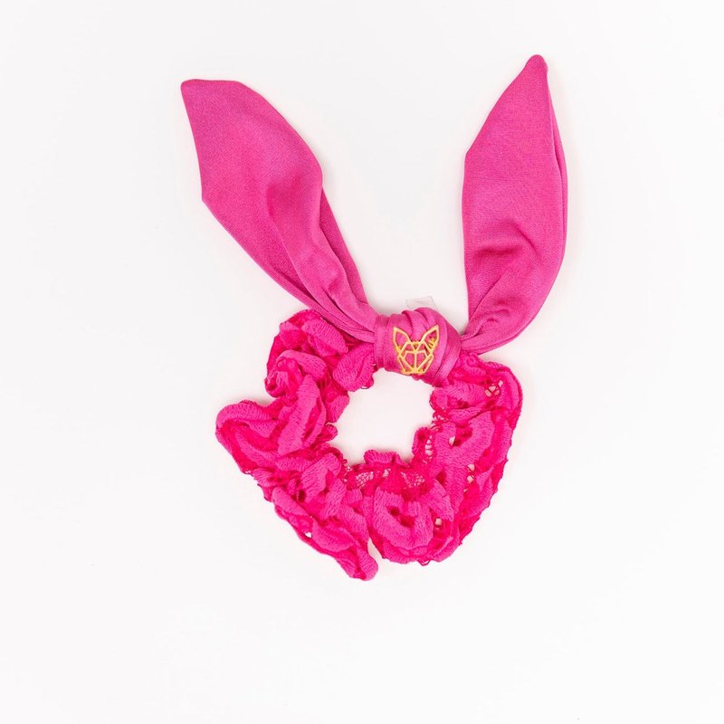 Hunny Bunny Collection Mini Girl's Poolside Scrunchie In Fruit Punch Lace In Pink