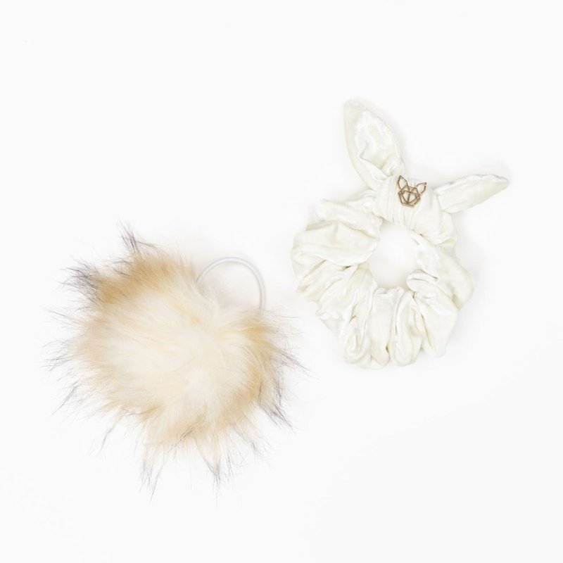Hunny Bunny Collection Womens' Original Velvet Scrunchie In White
