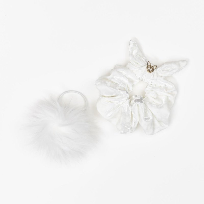 Hunny Bunny Collection Womens' Original Velvet Scrunchie In White