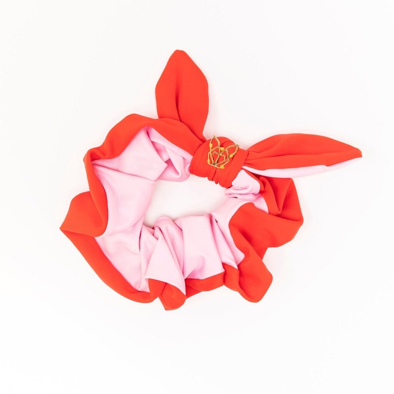 Hunny Bunny Collection Women's Poolside Scrunchies In Bubble Gum/cherry Red Combo
