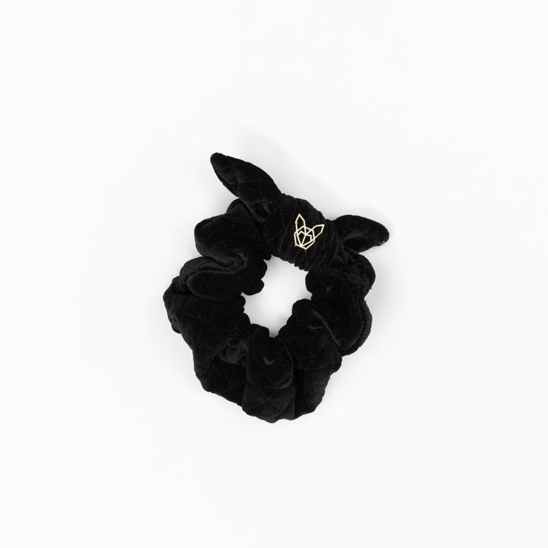 Hunny Bunny Collection Women's Quilted Black Noir Velvet Oversized Scrunchie
