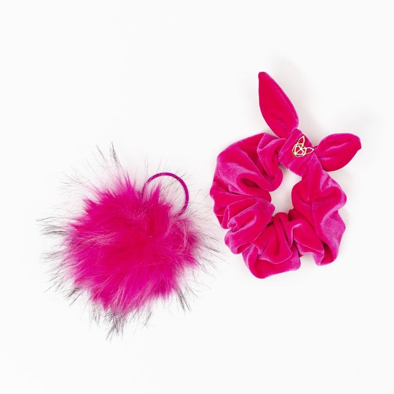 Hunny Bunny Collection Women's Velvet Hot Pink Scrunchie