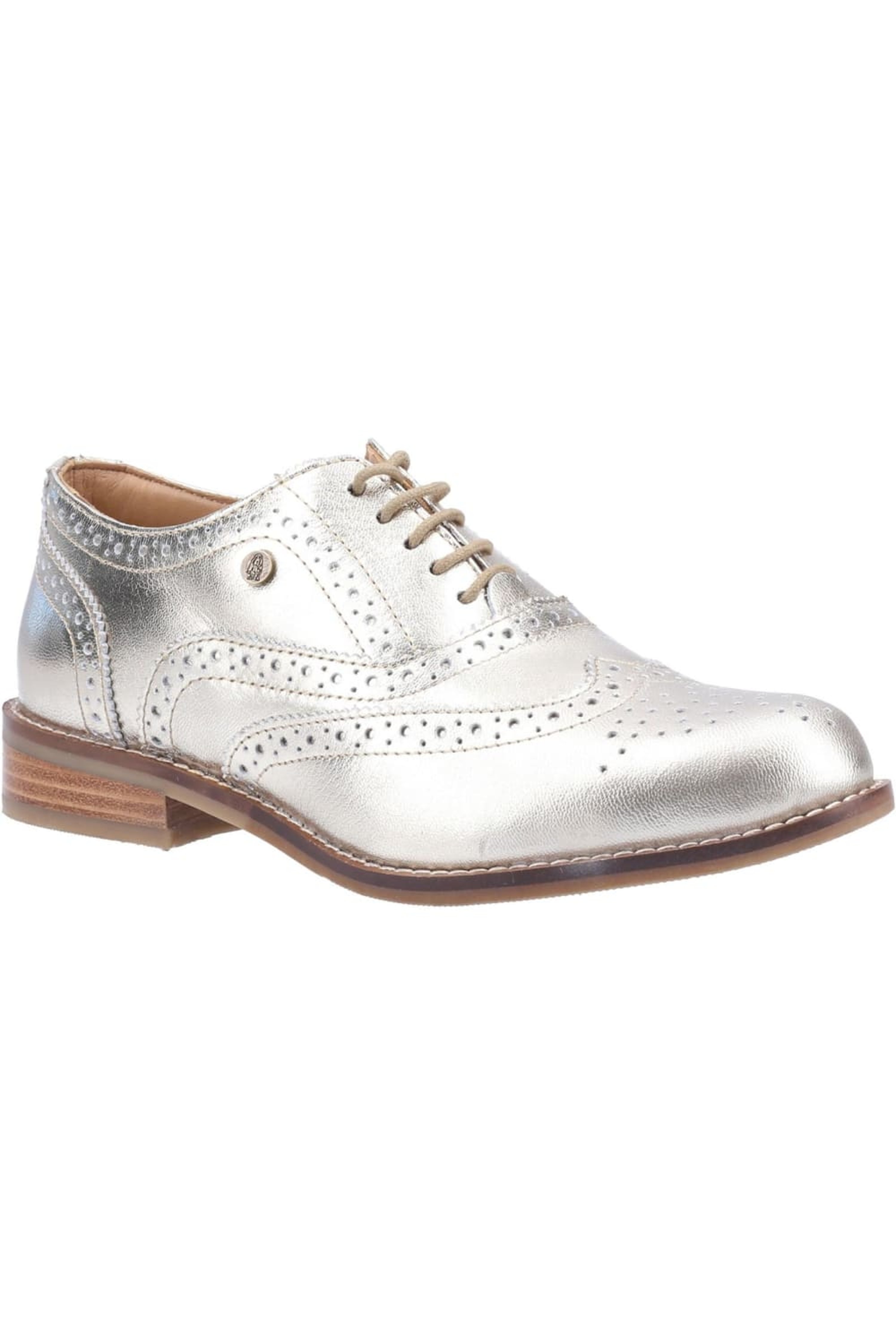 HUSH PUPPIES HUSH PUPPIES HUSH PUPPIES WOMENS/LADIES NATALIE LACE UP LEATHER BROGUE SHOE (GOLD)