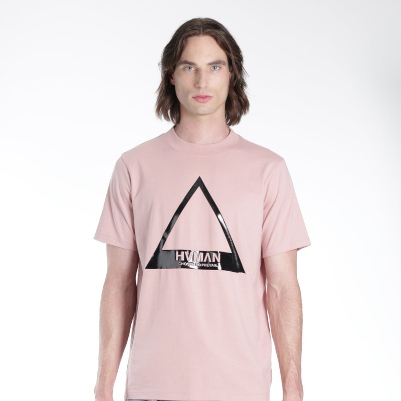 Hvman Chosen To Prevail Triangle Logo Tee In Dusty Pink
