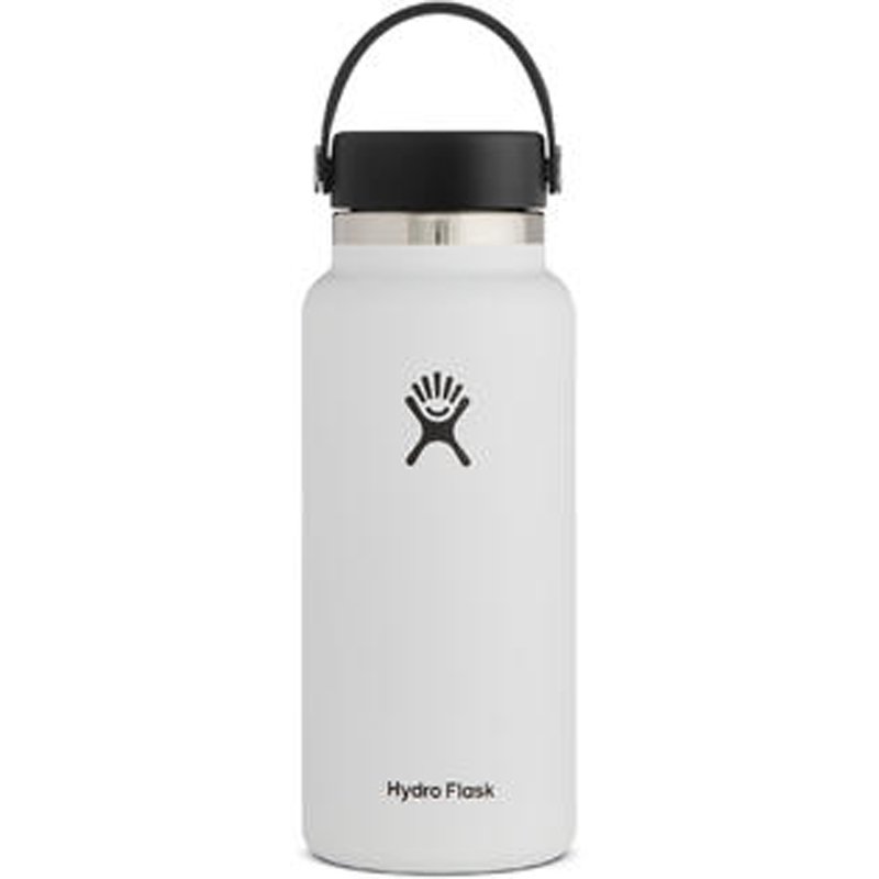 Hydro Flask Vacuum Insulated Stainless Steel Water Bottle Wide Mouth With Flex Cap 32 oz In White
